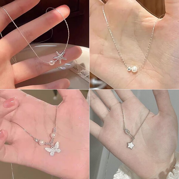 Light luxury imitation pearl necklace for women 2024 new popular butterfly pendant accessories neck chain fashion clavicle chain summer Light luxury imitation pearl necklace for women 2024 new popular butterfly pendant accessories neck chain fashion clavicle chain summer