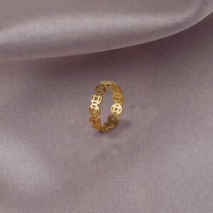 Copper coin ring titanium steel non-fading money ring ring prosperous and partial wealth ring for men and women to attract wealth and transfer