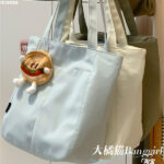Big Orange Cat Japanese ins simple casual canvas bag women's large capacity tote bag student commuter tutoring shoulder bag