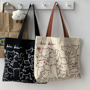 Home Canvas bag women's large capacity niche shoulder handbag college student school bag bag king's store